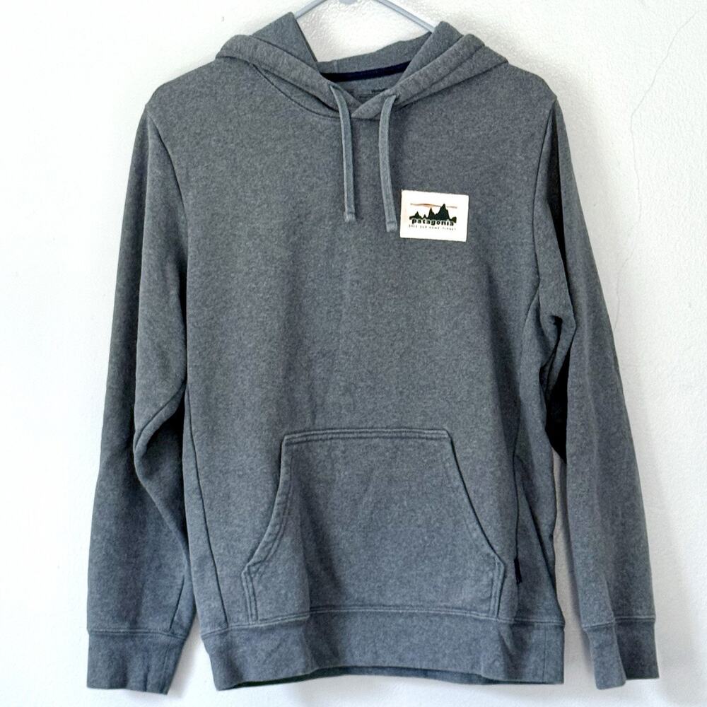 Patagonia Pullover Hoodie Gray Mens Small Womens Medium Save our Home Planet